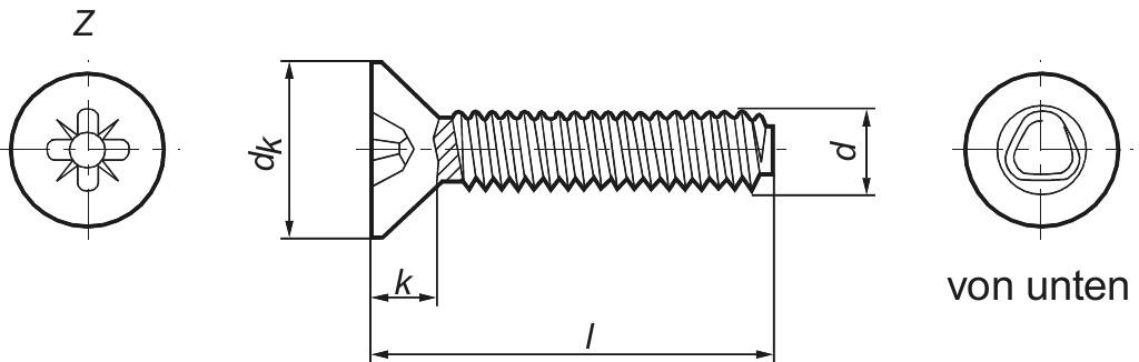 DIN 7500  ME M   4 x 25 "Z"  St verzinkt       (Kopf: nach DIN 965)